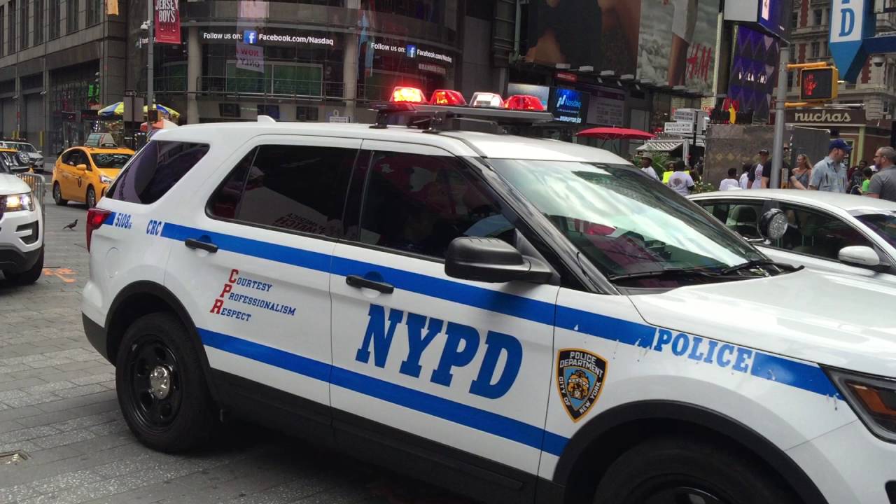 NYPD CRC TEAM TAKING UP FROM THEIR POST ON 7TH AVENUE IN TIMES SQUARE, MANHATTAN IN NEW YORK CITY.