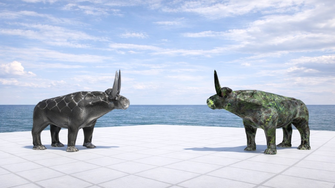 Fantasy vs Green Zombie Itself on Stone Island - Animal Revolt Battle Simulator