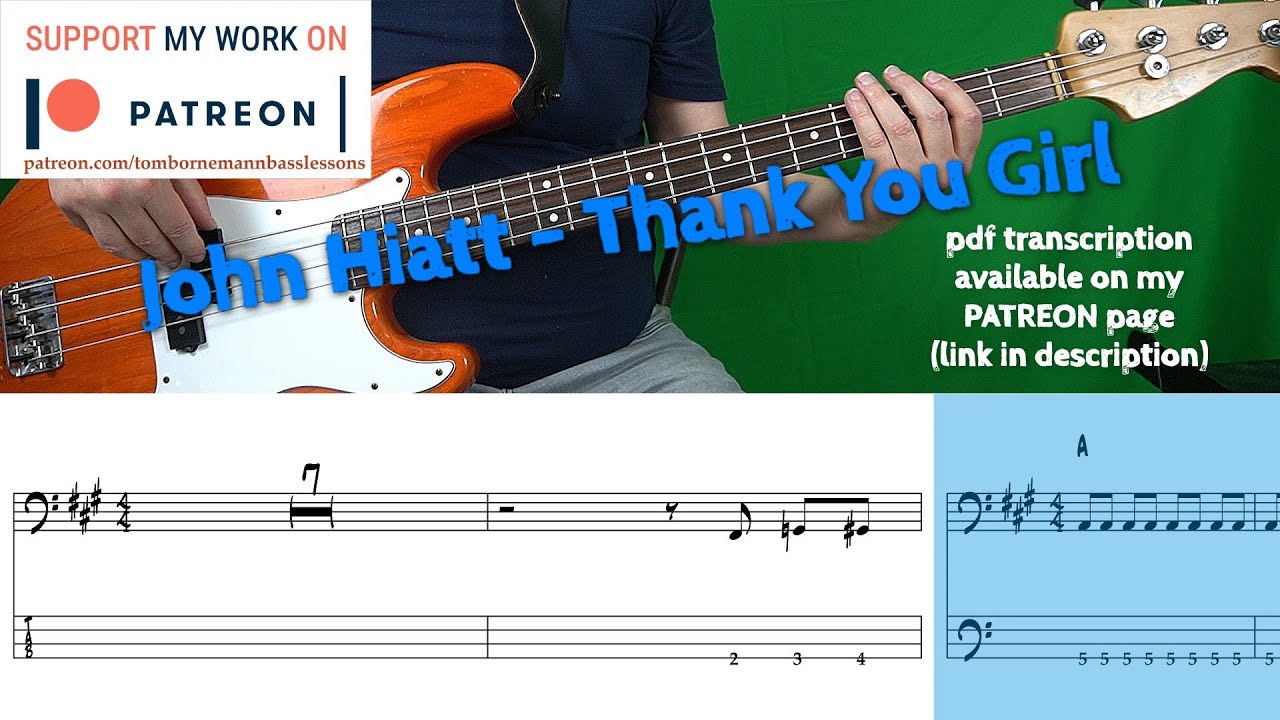 John Hiatt - Thank You Girl (Bass cover with tabs)