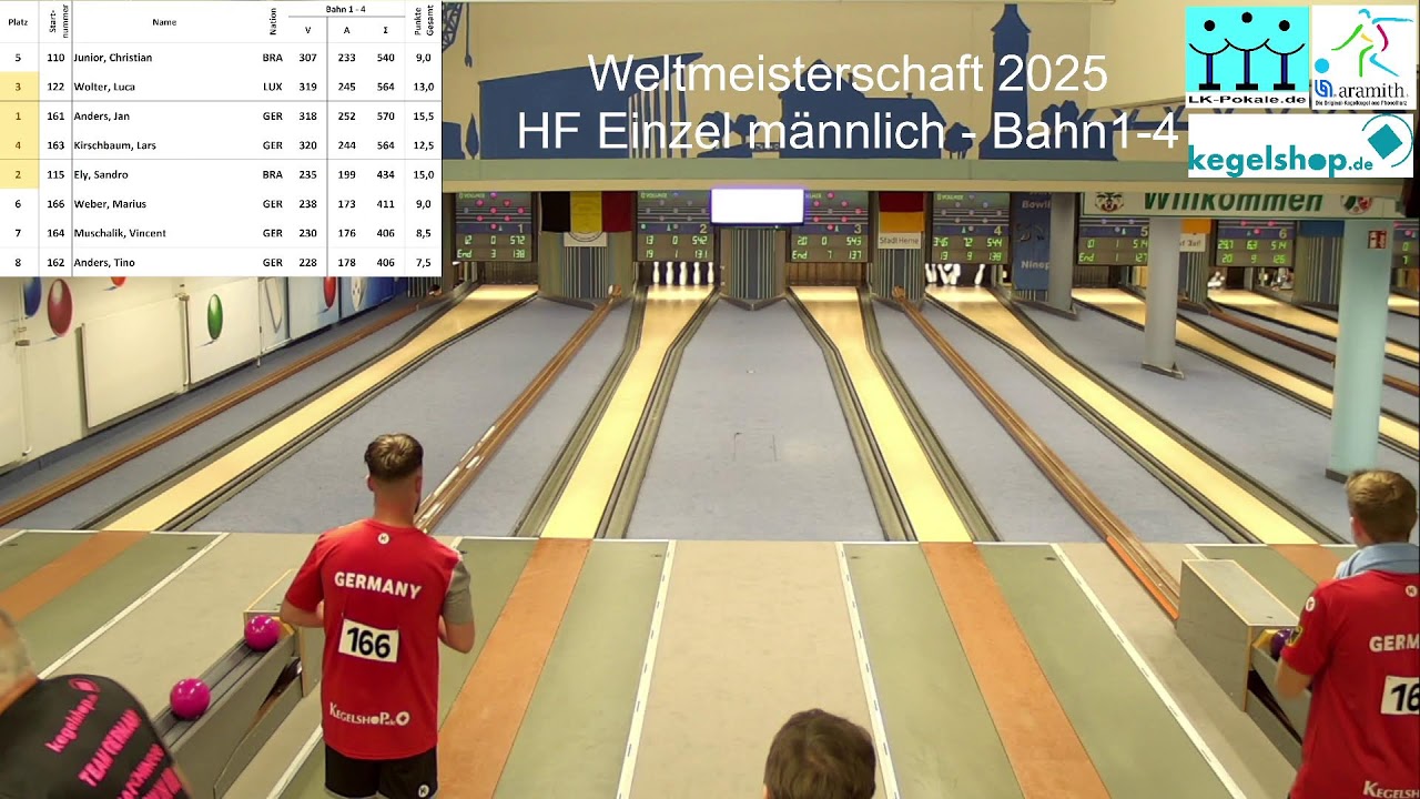 Weltmeisterschaft 2025 - Bahn 1-4 - Halbfinale Einzel männlich - 08.08.2025