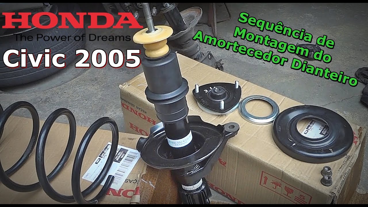 Como Montar Amortecedor Honda Civic - Montagem Amortecedor Civic 2005 - Amortecedor Haste Grossa
