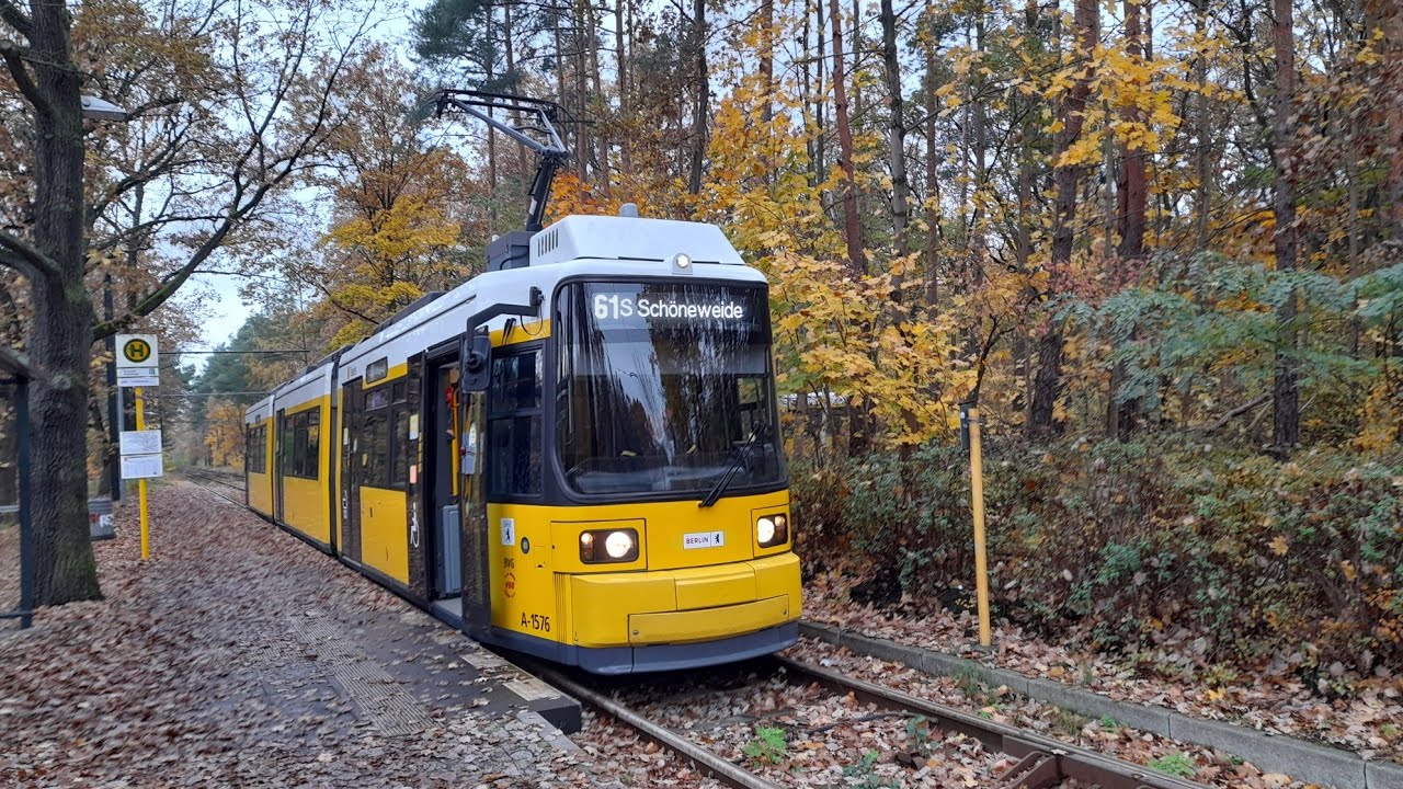 Straßenbahn Berlin Mitfahrt von Rahnsdorf/Waldschänke bis Siemesstraße/Nalepastraße im GT6NU auf 61