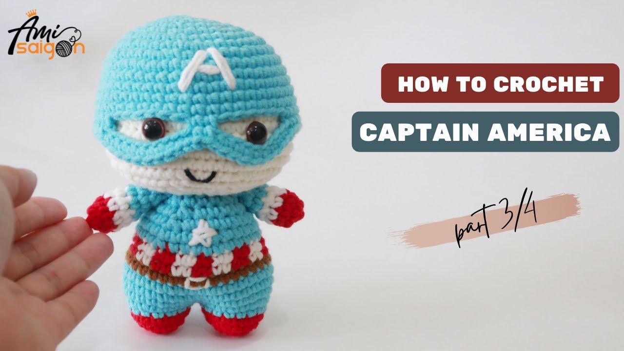 #168 | Captain America Amigurumi Pattern (3/4) | Amigurumi Super Heroes Tutorial |  @AmiSaigon