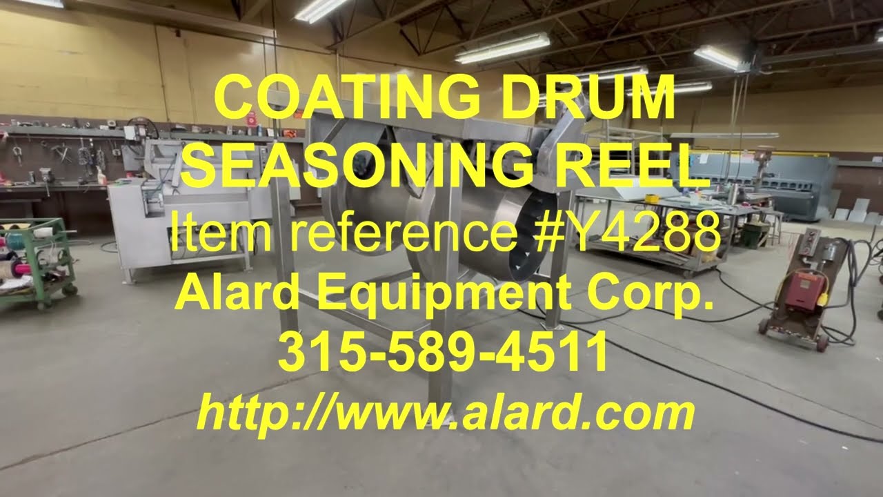 COATING DRUM SEASONING REEL, continuous rotary seasoning applicator drum, all SS, Alard item Y4288