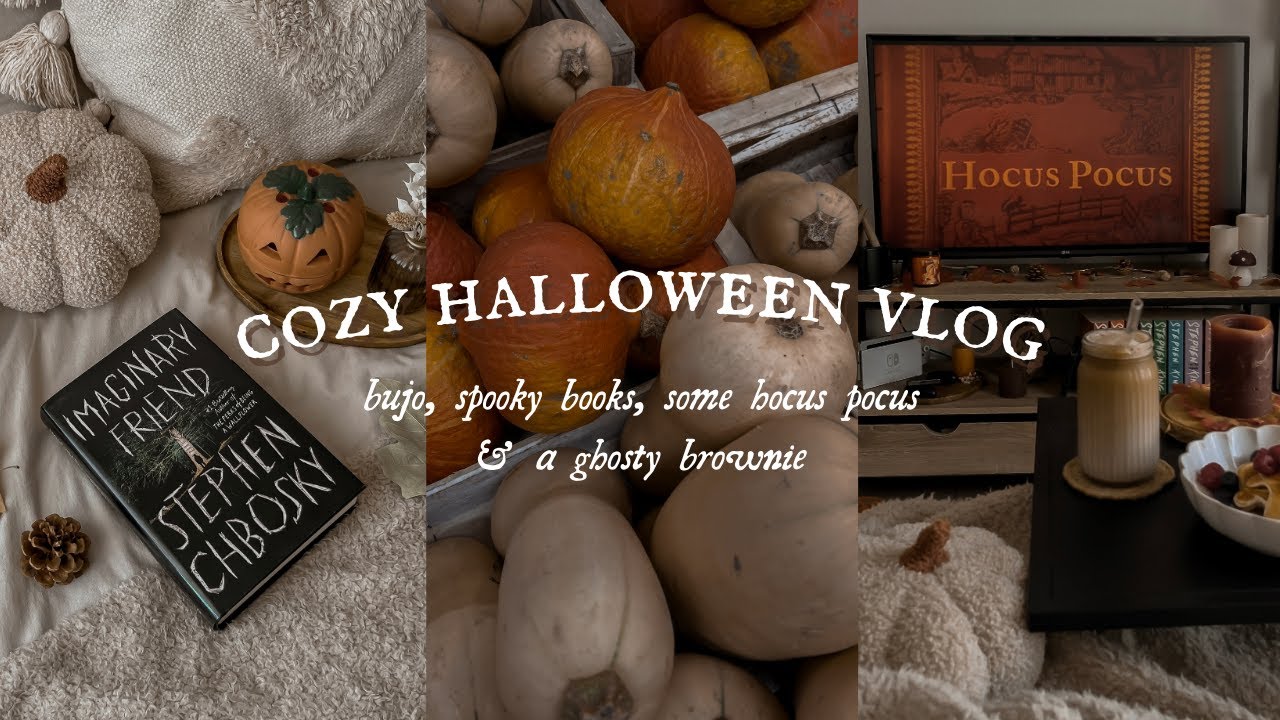 A cozy halloween vlog | bujo, spooky books,  some hocus pocus & a ghosty brownie 🍫👻📚