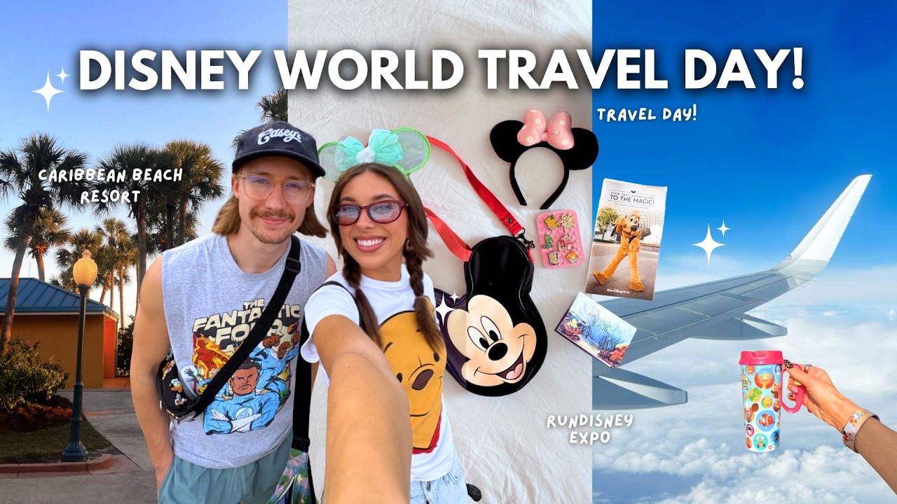 DISNEY WORLD TRAVEL DAY! ✨✈️ Flying to Orlando, Caribbean Beach Resort, Room Tour, RunDisney Expo!