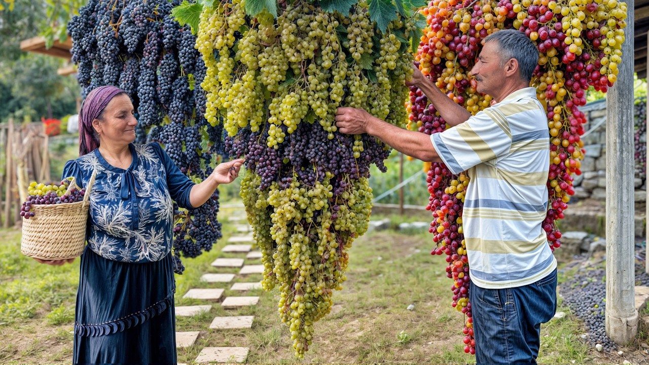 Harvesting Vineyard Grapes & Making Traditional Azerbaijan Jam🍇