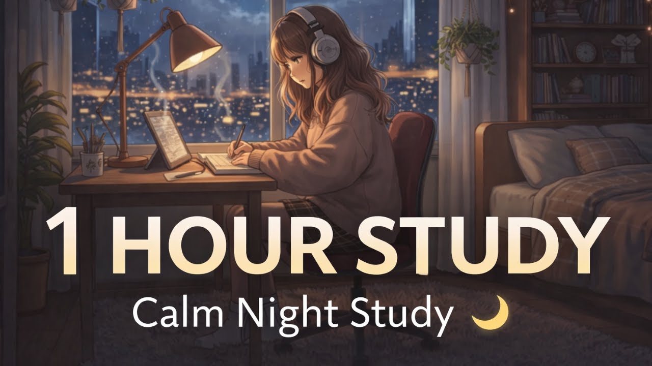 1 Hour Study With Me | Calm Night Study 🌙 | Relaxing Music
