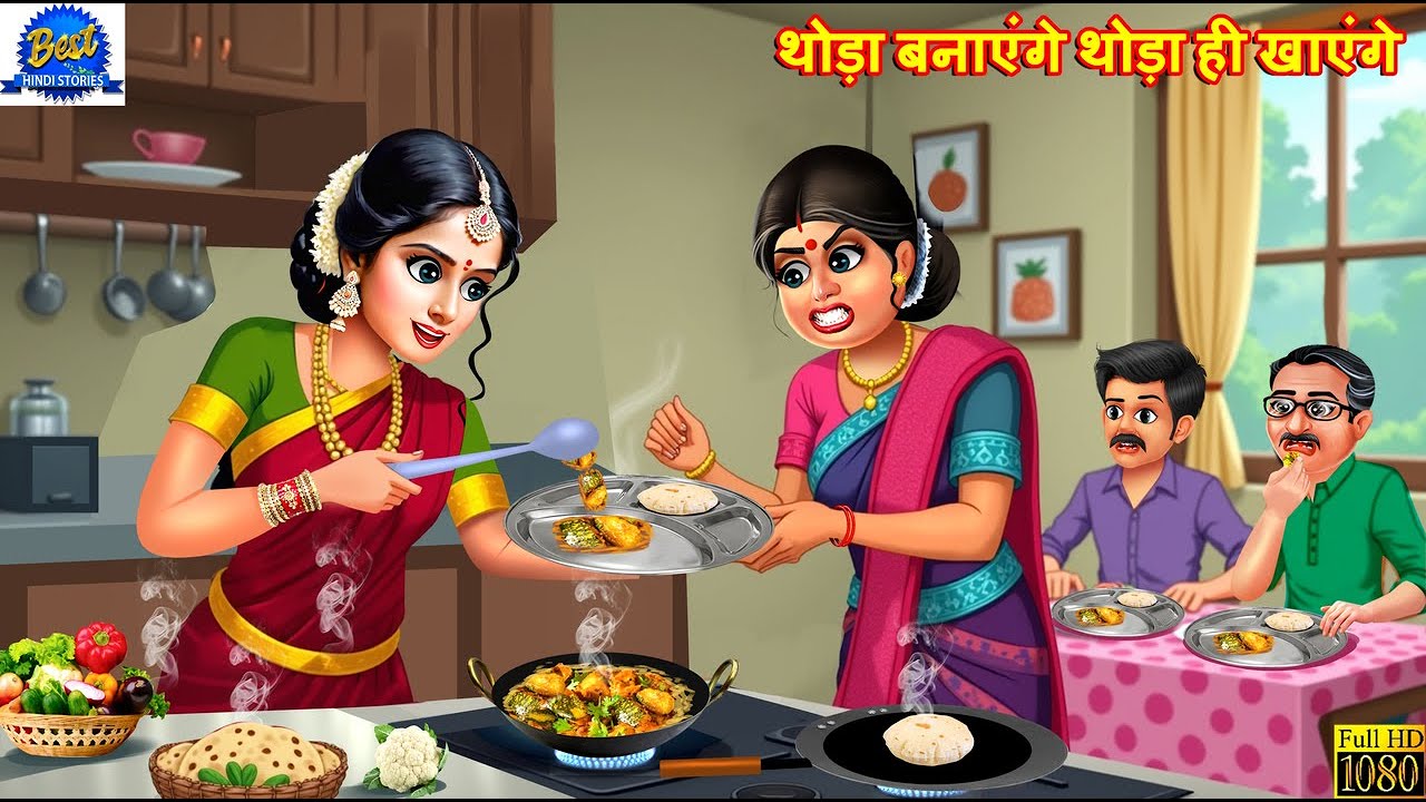 थोड़ा बनाएंगे थोड़ा ही खाएंगे | Saas Bahu | Hindi Kahani | Moral Story | Hindi Cartoon | Bedtime Story
