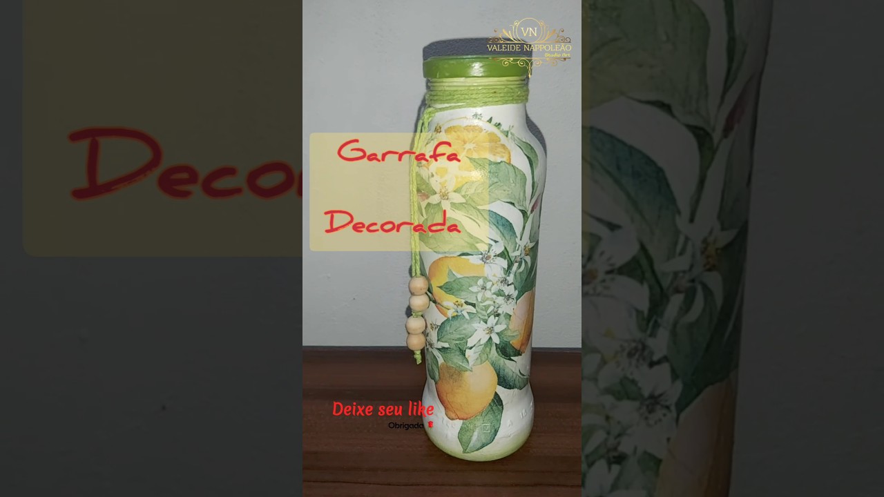 Garrafa Decorada #garrafadecorada #decoupage #diy #homedecor