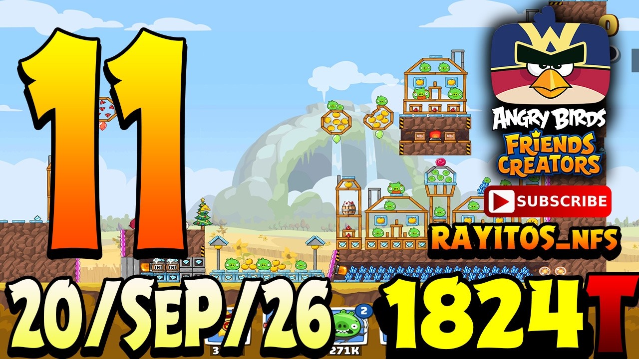 Angry Birds Friends Level 11 Tournament 1824 Highscore POWER-UP walkthrough 3 stars