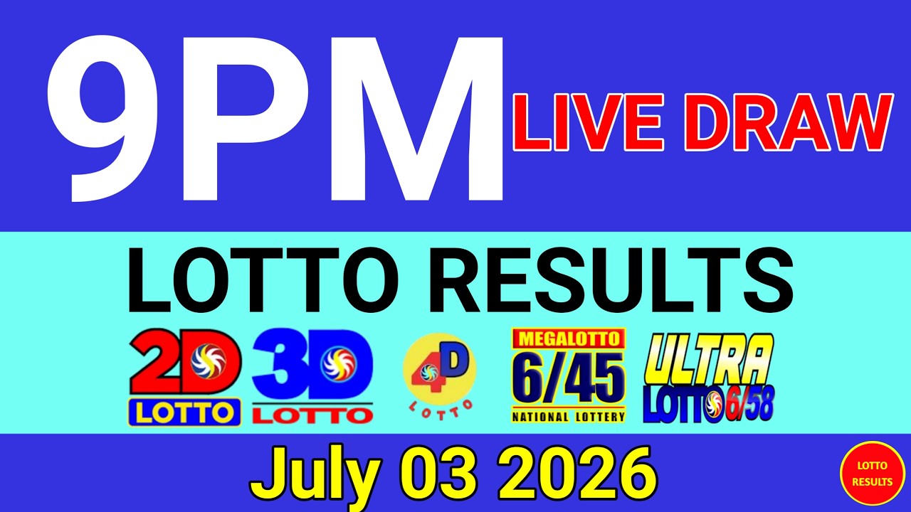Lotto Result Today 9pm Draw July 03, 2026 Swertres Ez2 PCSO Live Result