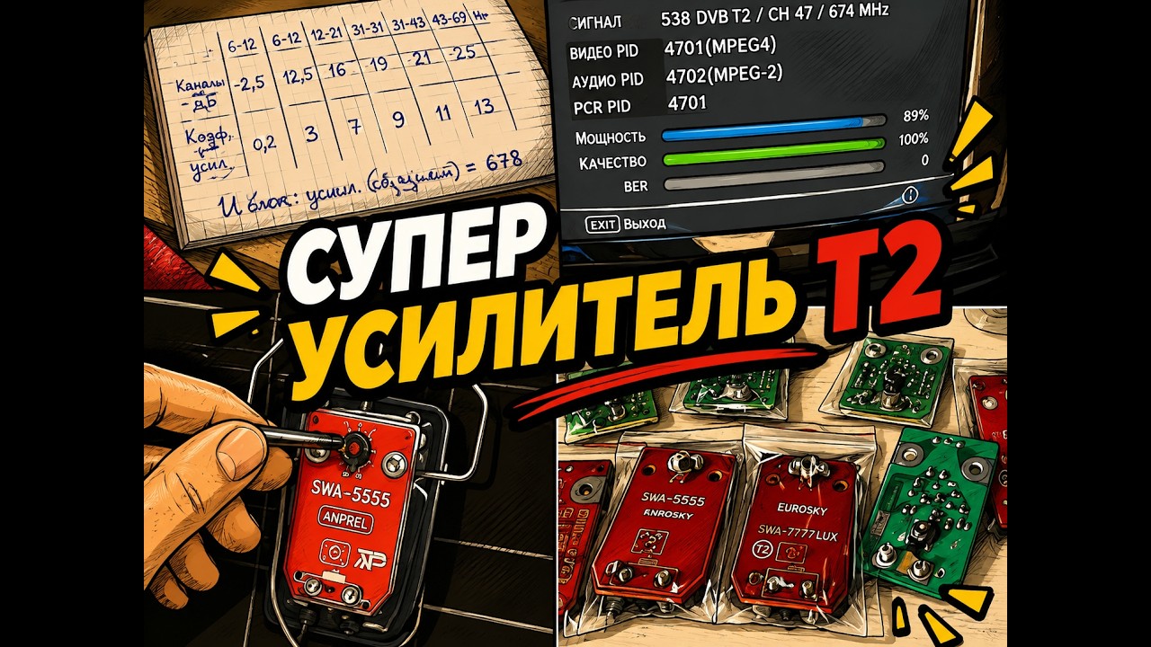 Самый лучший и простой усилитель для антенны Т2 с питанием от 2 до 12 Вольт
