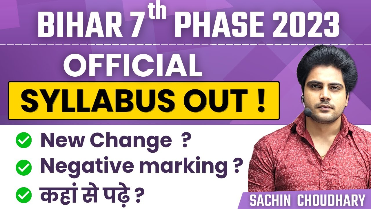 Bihar 7th Phase 2023 Syllabus, Exam Pattern by Sachin choudhary live 8 pm