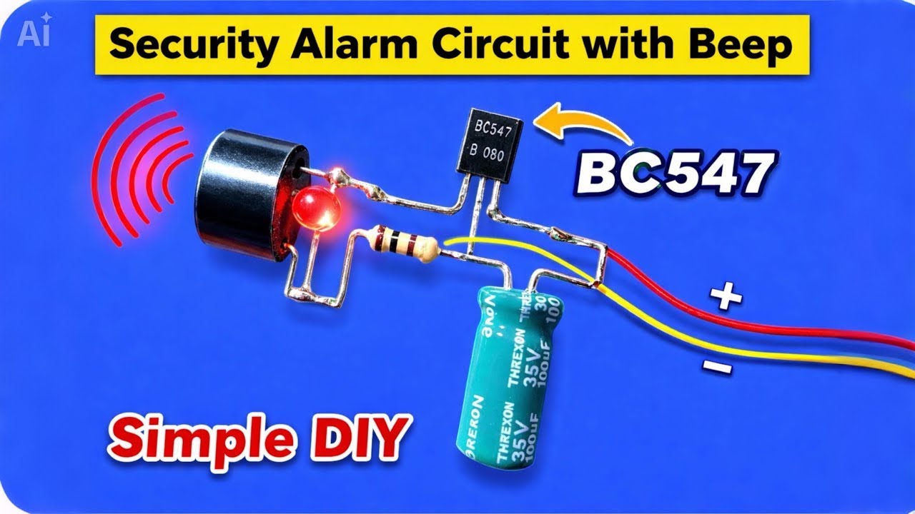 BC 547 Security Alarm Circuit || BC 547 NPN Transistor