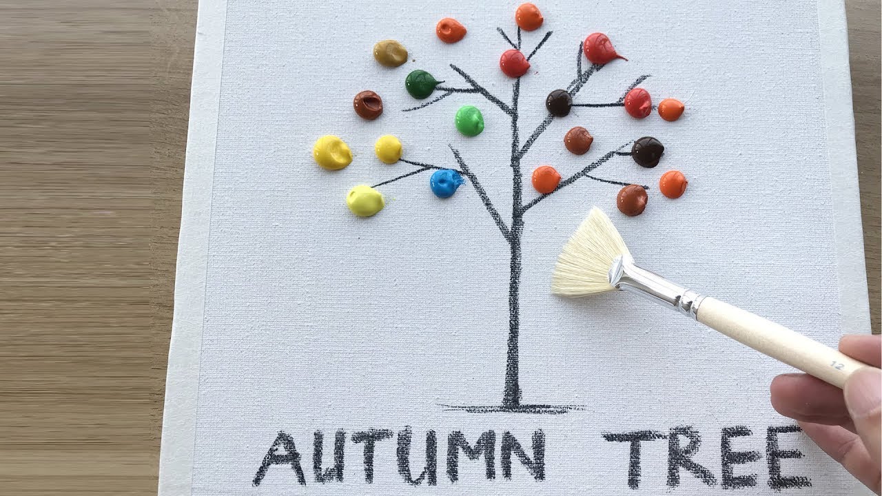 Daily Challenge #10 / Acrylic / Easy Autumn Tree Landscape Painting