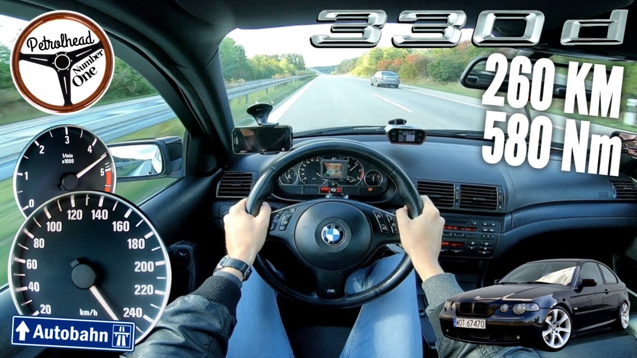 2003 BMW 330d E46 Compact (STAGE 2) | V-MAX. Próba autostradowa. RACEBOX 0-100, 100-200 km/h.