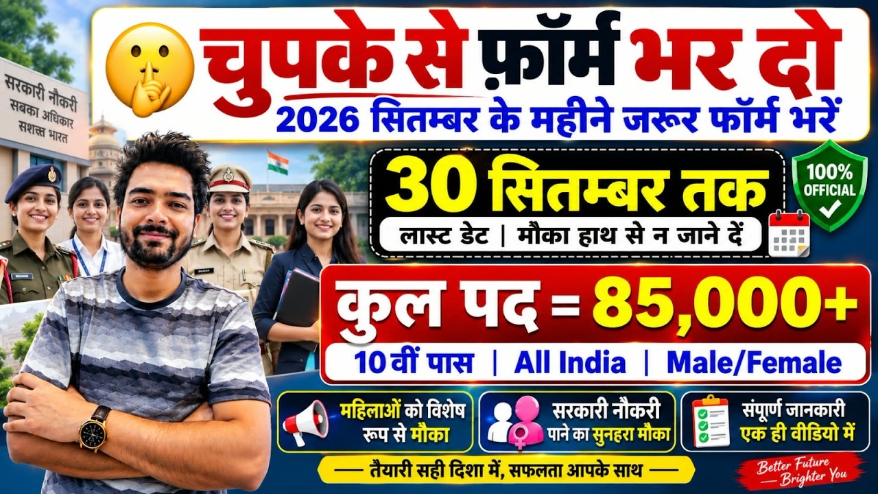 New Government Job Vacancy 2026 | 85000+ Posts, 10th 12th Pass Govt Jobs