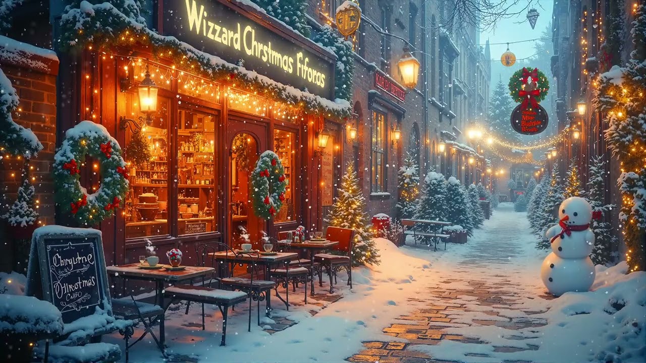 Cozy Winter Street Jazz | Late Night Sax, Piano & Soft Jazz City Ambience