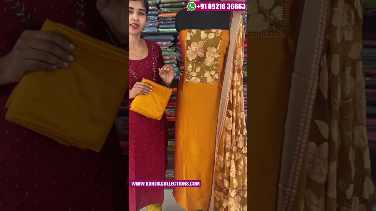 Beautiful Vichitra Silk Churidar Materials Set with Brasso Shawl | Online Churidar Shop | DC791