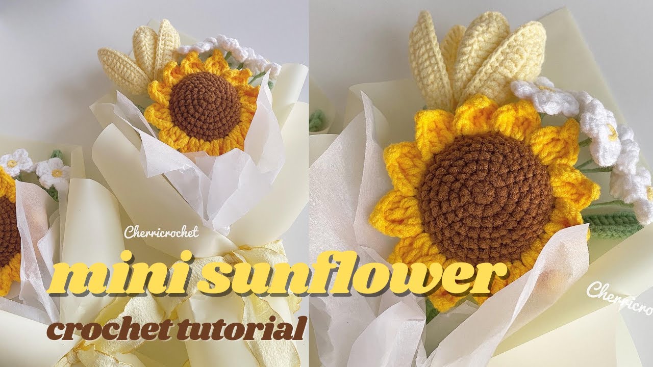 Mini sunflower crochet tutorial - Beginner friendly