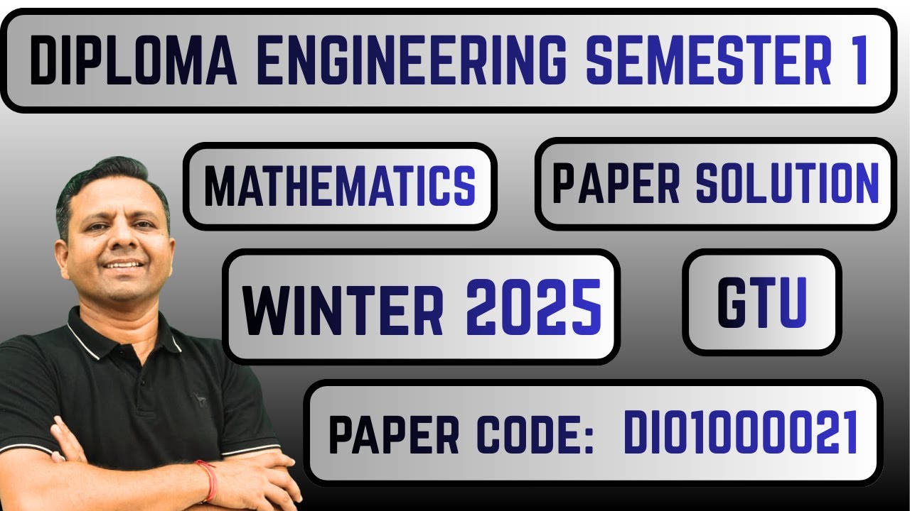 Paper Solution Mathematics 1 | GTU Diploma Engineering Semester 1 Winter 2025 | DI01000021