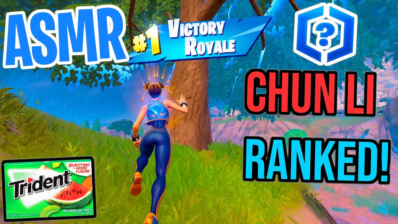 ASMR Gaming 🤩 Fortnite Ranked Chun Li! Relaxing Gum Chewing 🎮🎧 Controller Sounds + Whispering💤