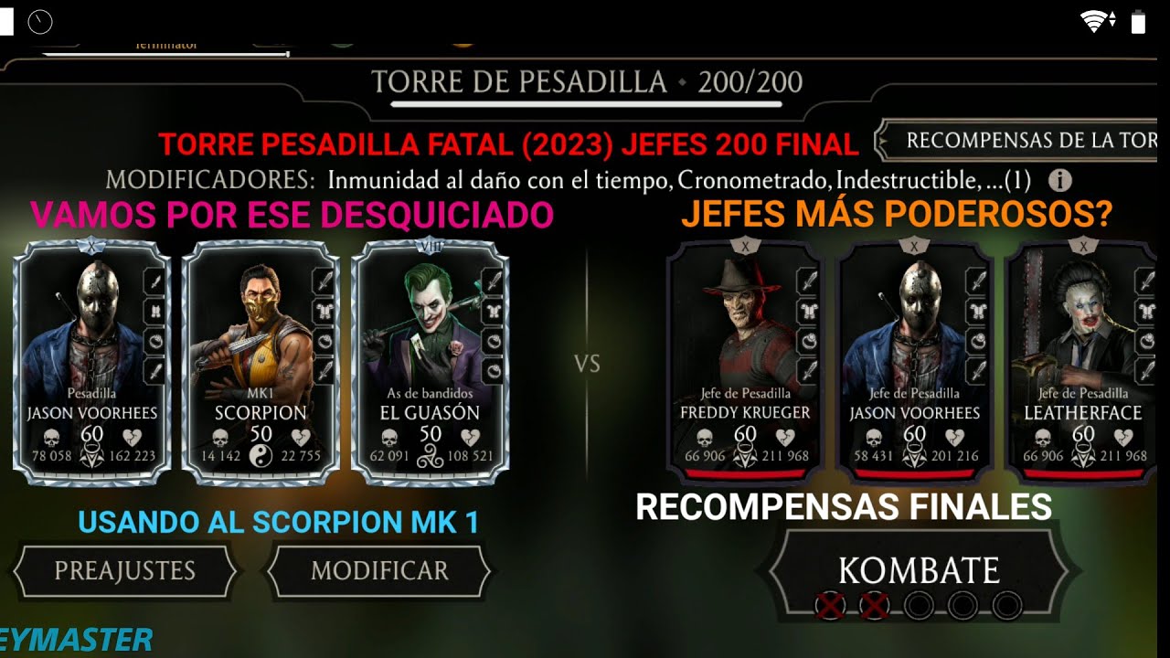TORRE PESADILLA FATAL (2023) JEFES 200 FINAL , RECOMPENSAS FINALES👀🙁 MK MOBILE VUELVEN LS PESADILLAS