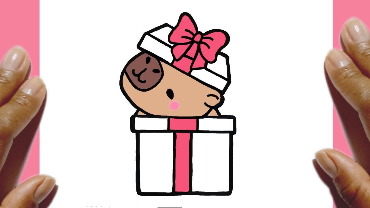 Como Desenhar Uma Capivara de Natal Fofa Kawaii ❤ Desenhos Kawaii - Desenhos para Desenhar