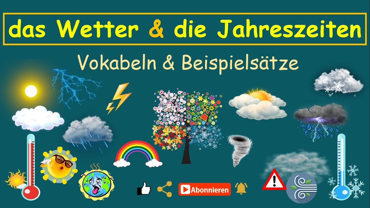 Das Wetter & Die Jahreszeiten |Deutsch lernen: Vokabeln - Wortschatz - Beispiels&auml;tze