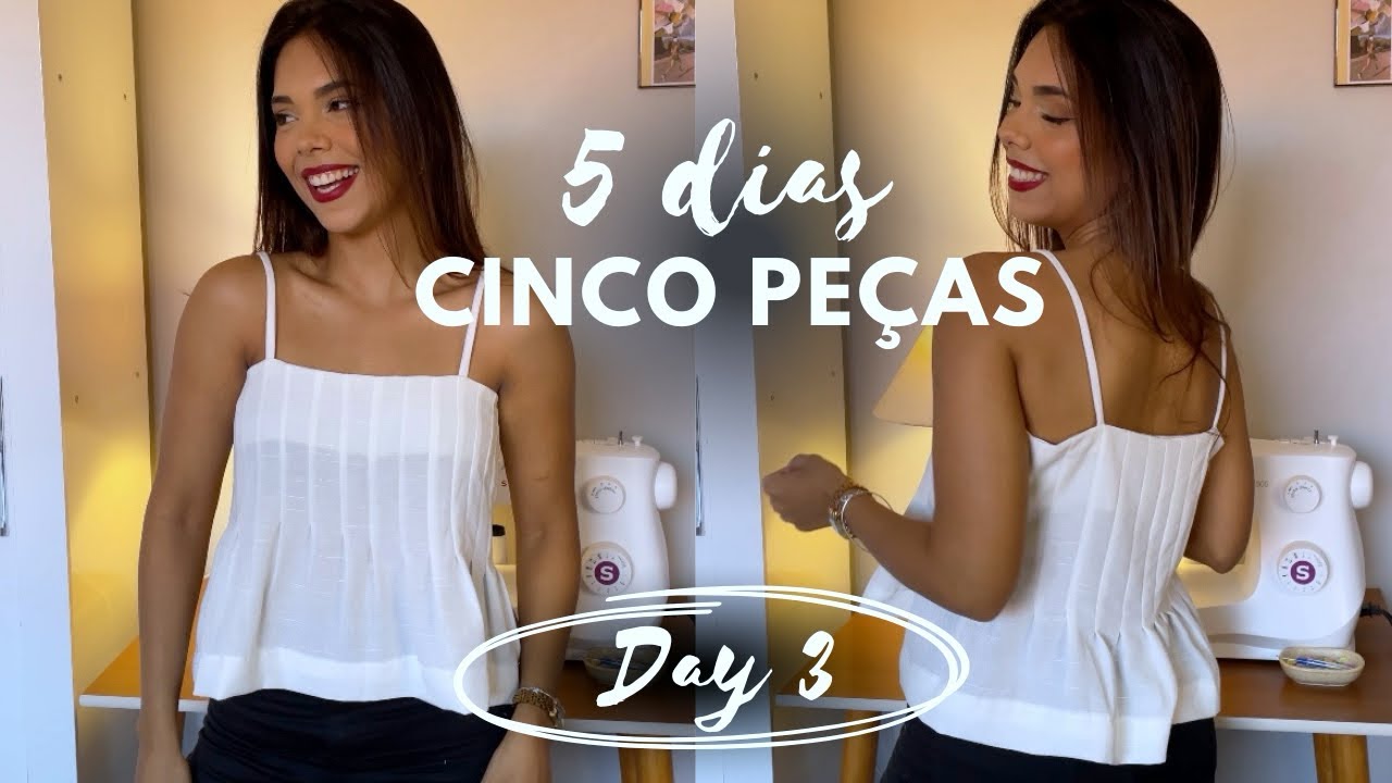 Blusa Plissada de Alcinhas feita com um mini retalho de 41 cm - dia 3