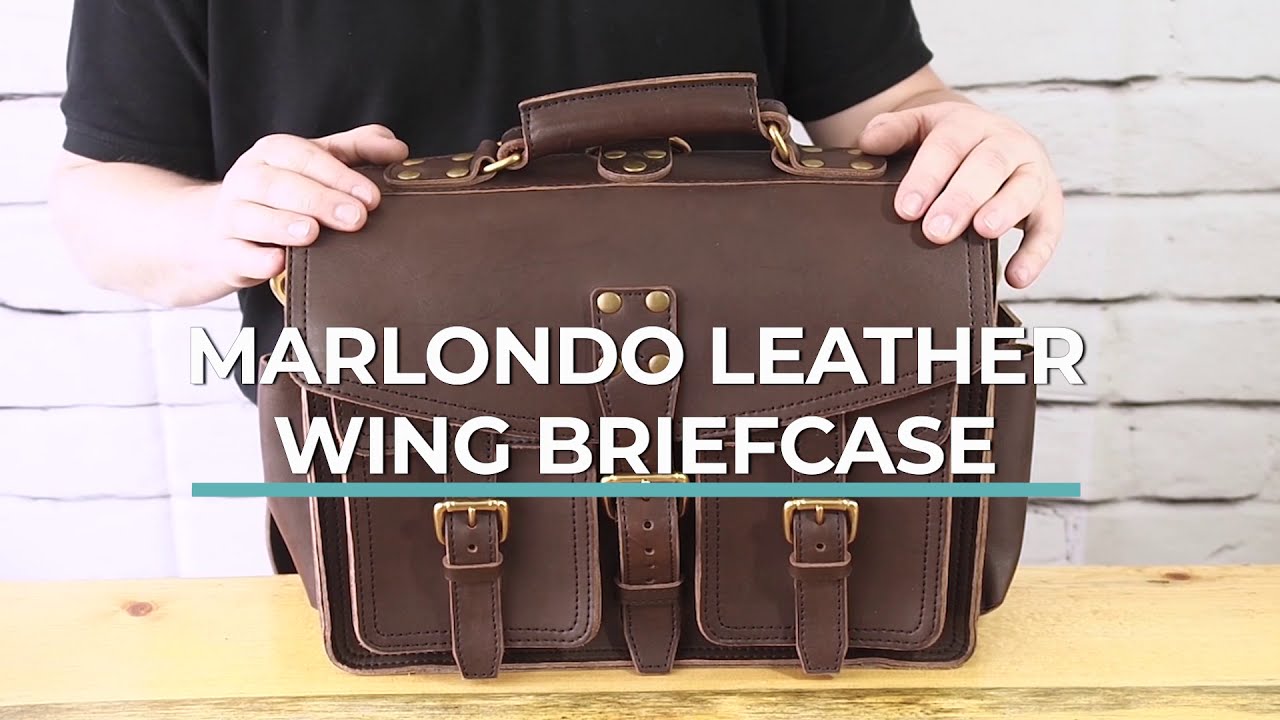 Marlondo Leather Wing Briefcase Overview (14" Dark Brown Veg Tan Leather Messenger Bag)