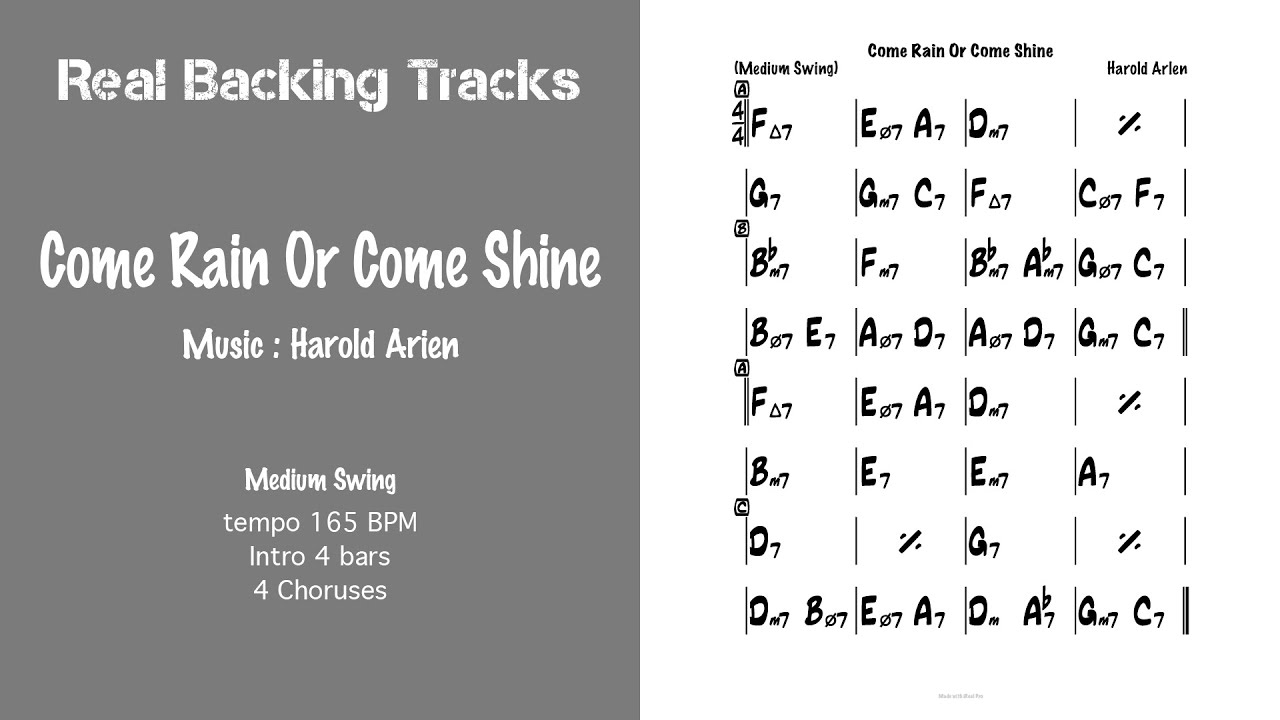 Come Rain Or Come Shine - Real Jazz Backing Track - Play Along