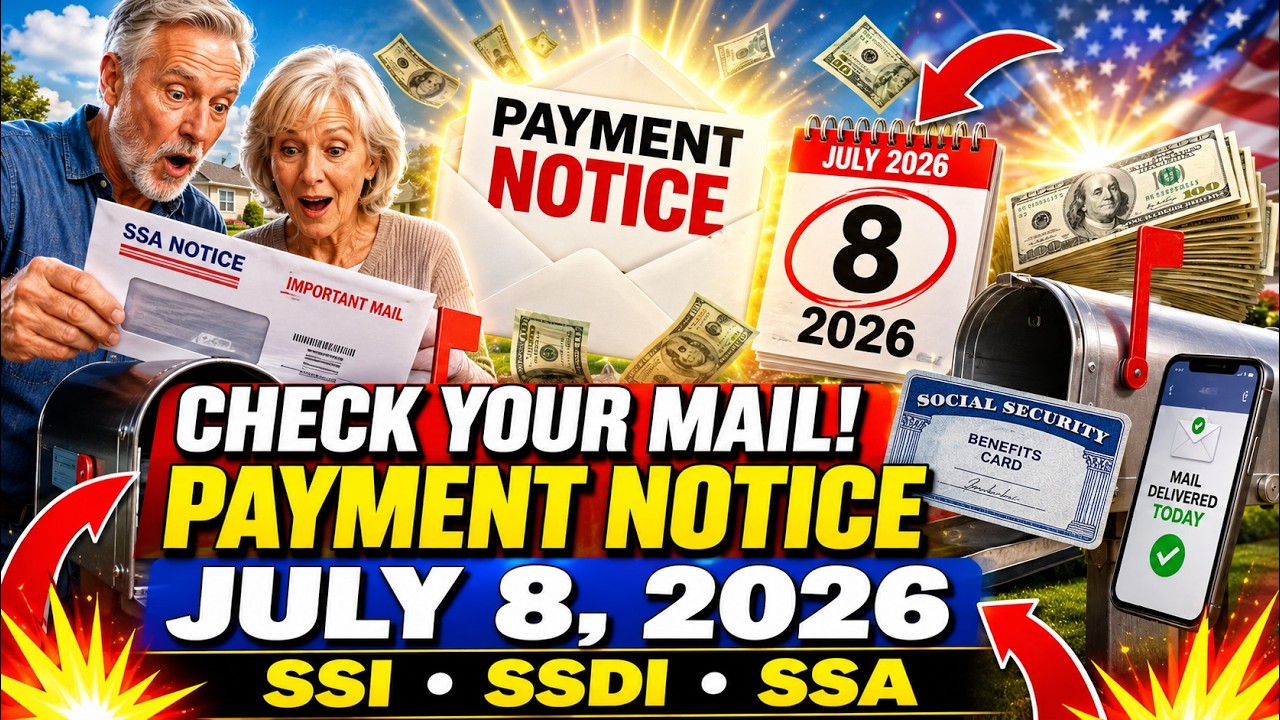 CHECK YOUR MAIL! Social Security Payment Notice Arriving July 8, 2026  SSI SSDI SSA Update