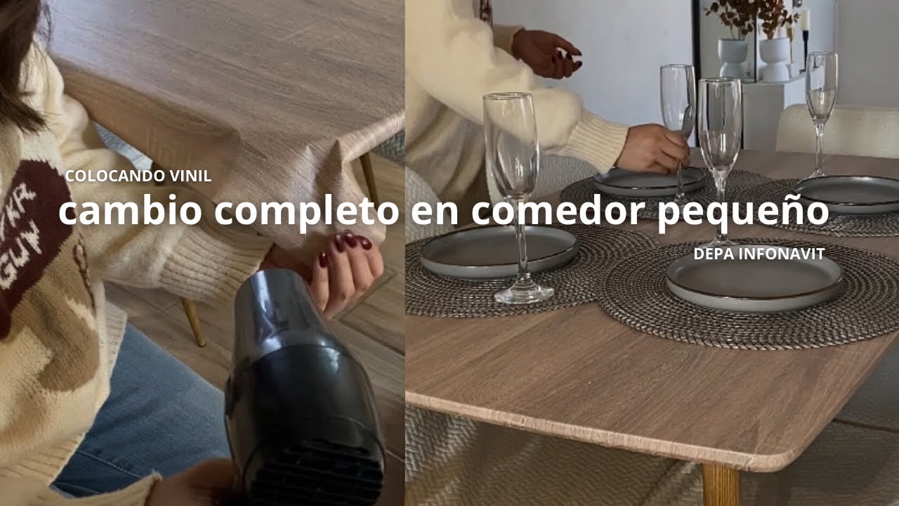 CAMBIO COMPLETO EN EL COMEDOR 🤎 COLOCANDO VINIL,PUSE LA MESA POR PRIMERA VEZ🧺CASA PEQUEÑA INFONAVIT