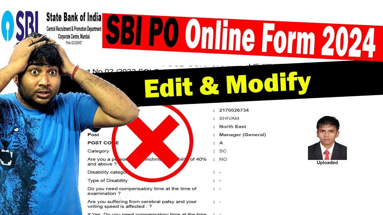 Mistakes Correction in State Bank of India SBI PO Online Form 2024 | Edit & Modify SBI PO Form 2024