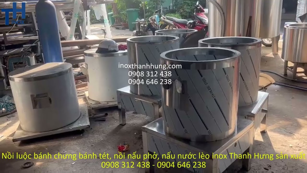 ( Giới thiệu ) Nồi nấu bánh chưng bánh tét vuông tròn, Nồi nấu phở, nấu nước lèo giá rẻ tại xưởng.