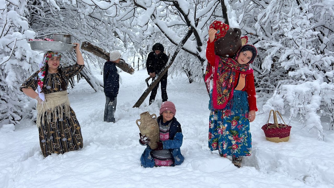 Snowy Day in Village | Baking Bread and Taking Care of Animals