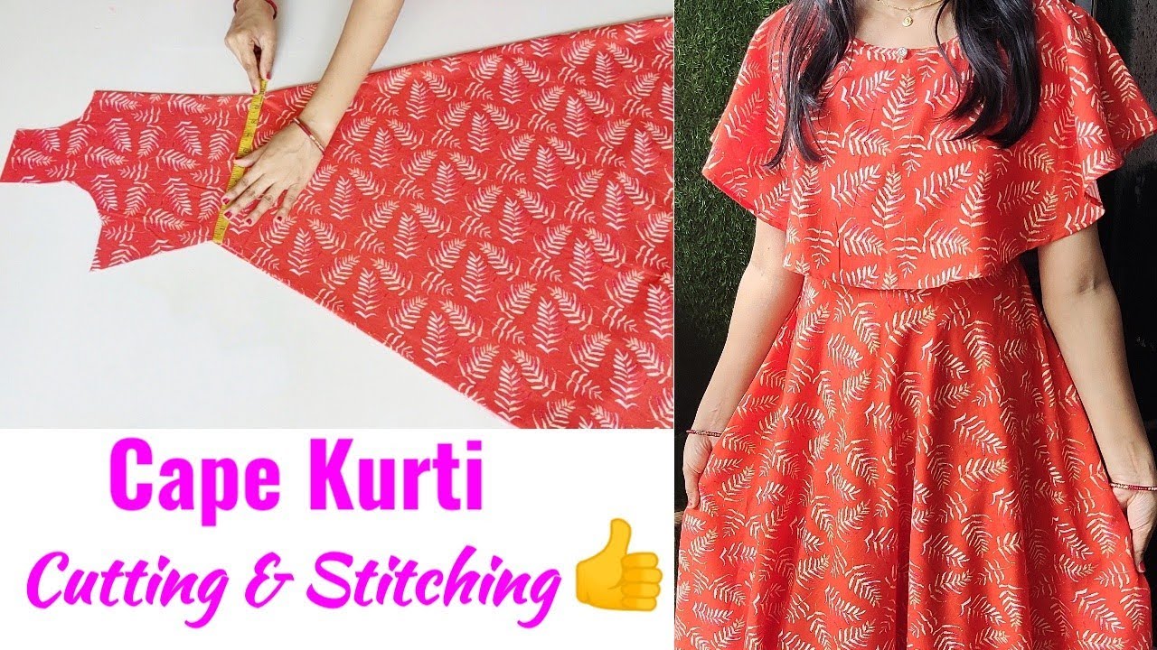Cape Kurti Cutting and Stitching |Umbrella Cut Cape Kurti Cutting and stitching