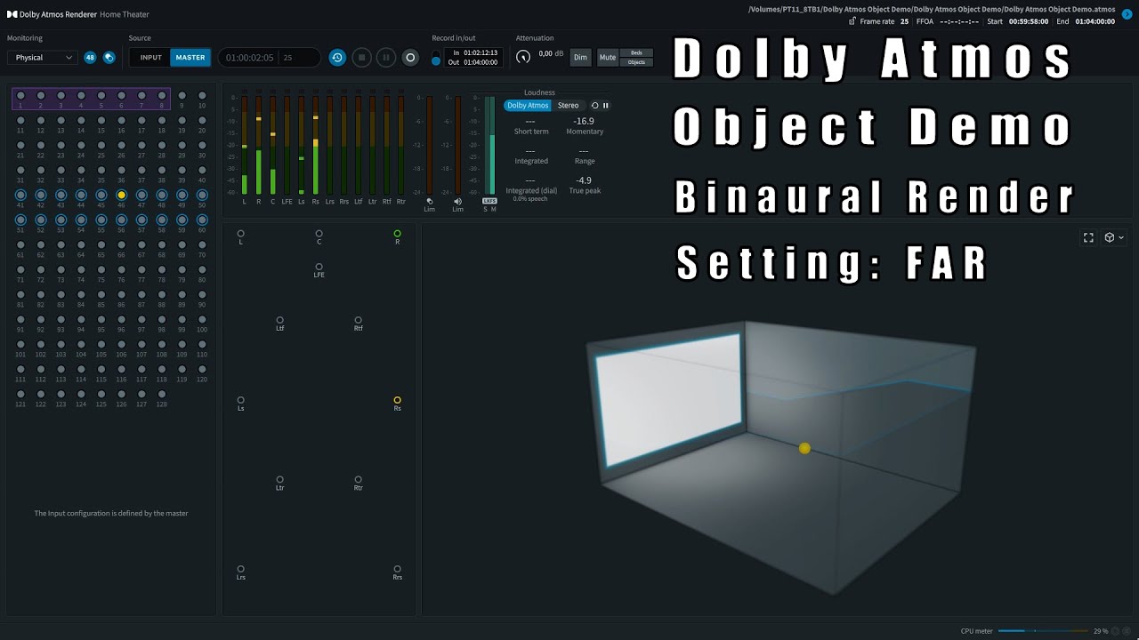 Dolby Atmos Object Demo Binaural FAR (Listen with headphones)