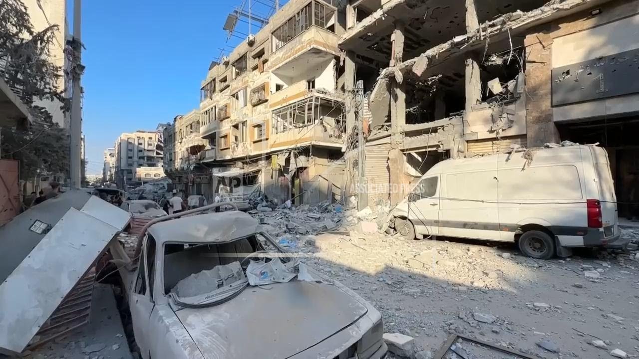 Aftermath of Israeli strike on Gaza City, where health officials say at least seven were killed