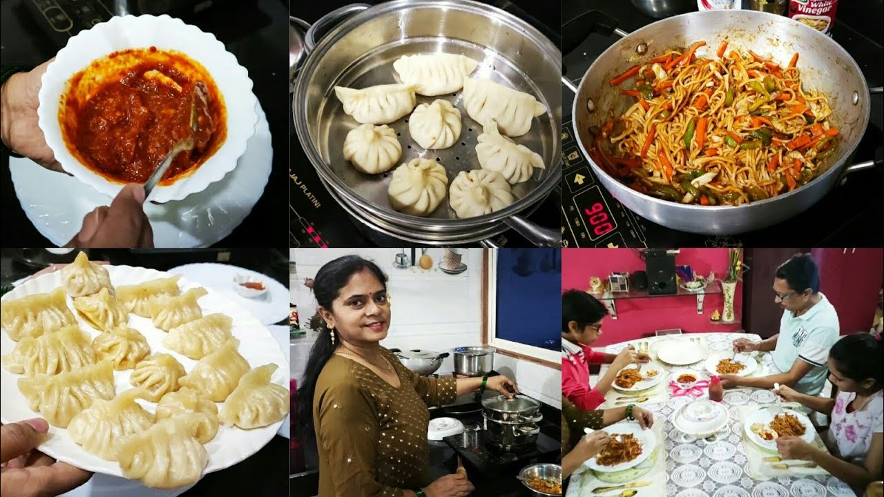 Evening To Night Dinner Routine During Lockdown, 3 easy ways Veg Momos, Momos Chutney, Veg Chowmein