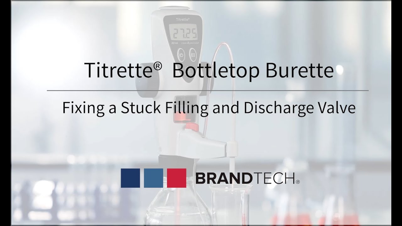 Freeing a stuck filling and discharge valve on a Titrette bottletop burette