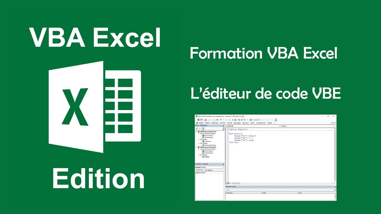 Formation VBA Excel - L'&eacute;diteur de code VBE