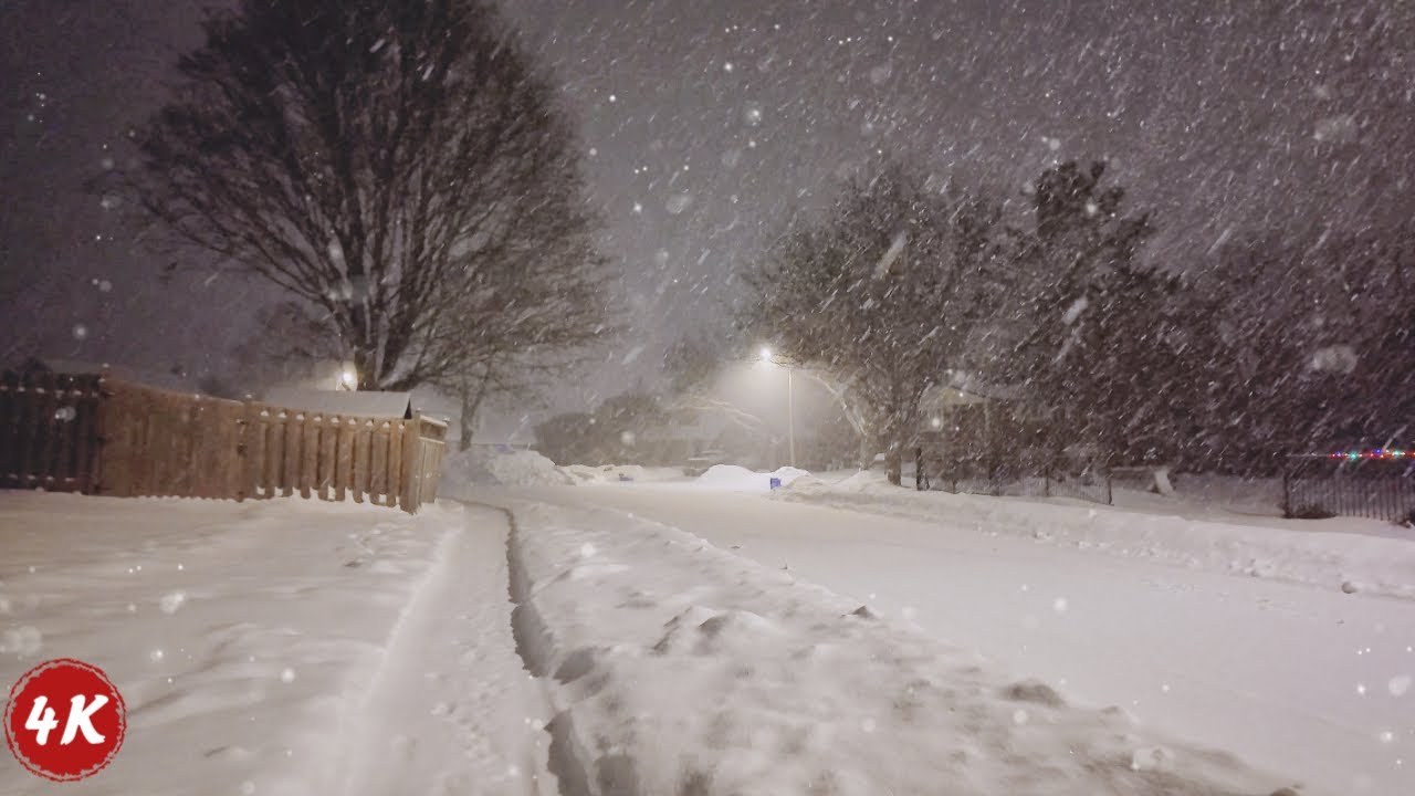 ❄️ Heavy Snow Night Walk Quiet Streets at a 4AM Snowfall | ASMR Snow Footsteps