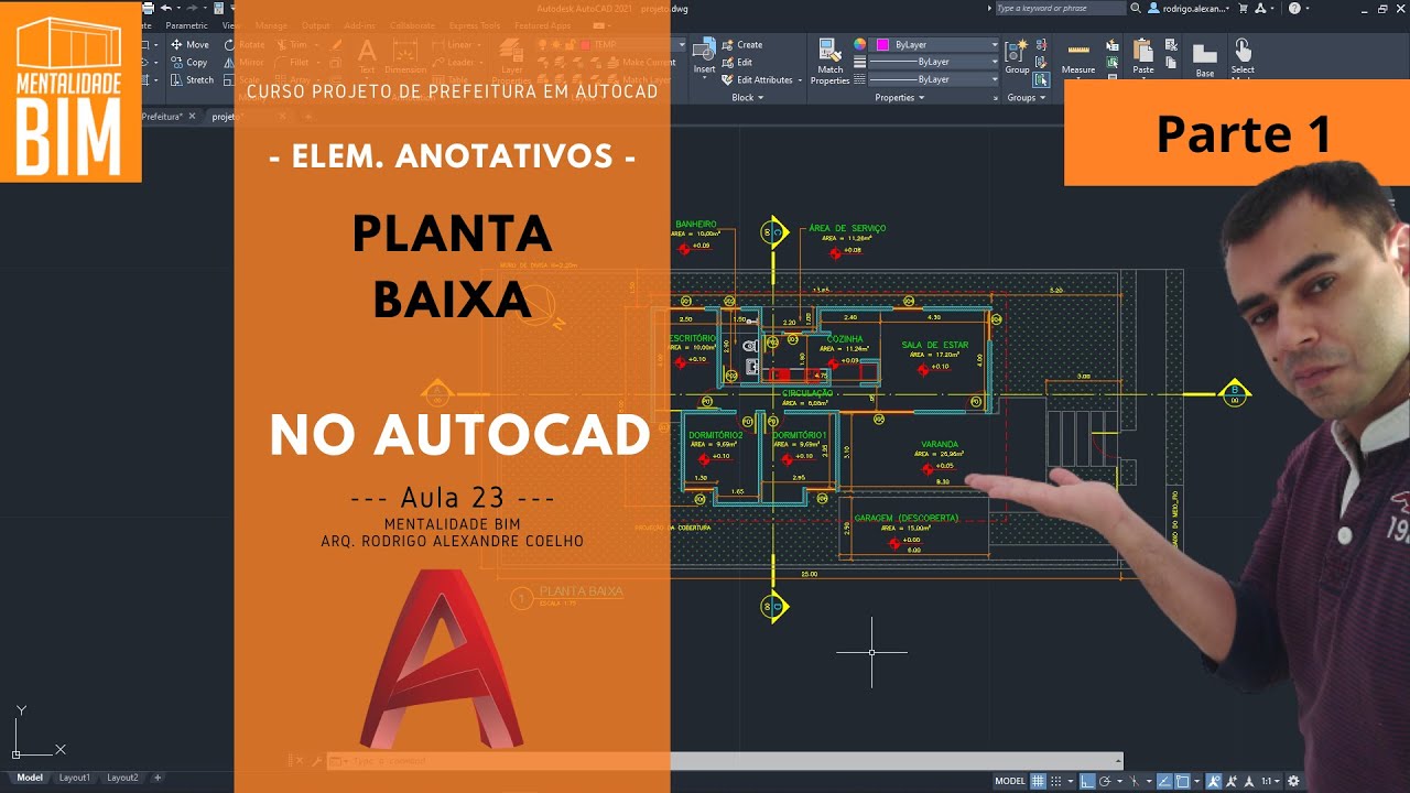 Elementos Anotativos na Planta Baixa no AutoCAD - Parte 1- Curso Projeto de Prefeitura - Aula 23