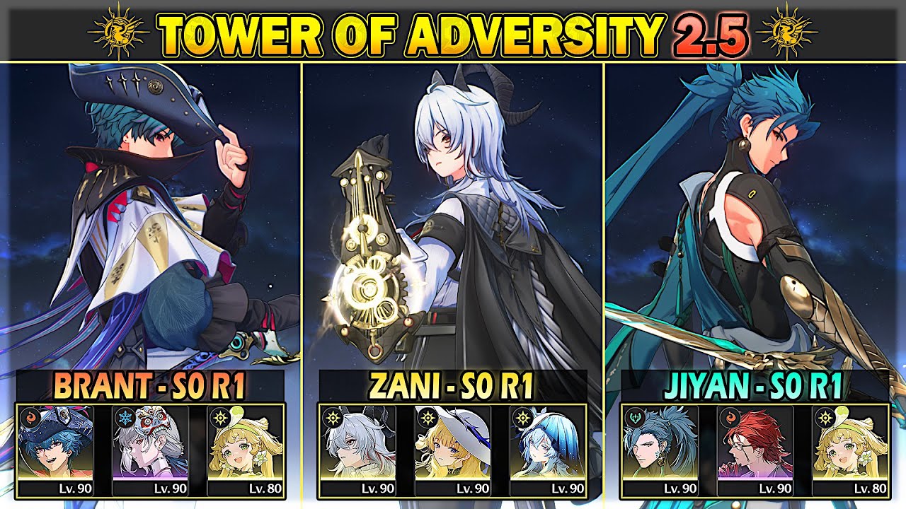 Zani, Brant, Jiyan | 30 Crest Tower of Adversity 2.4- 2.5 | Wuthering Waves
