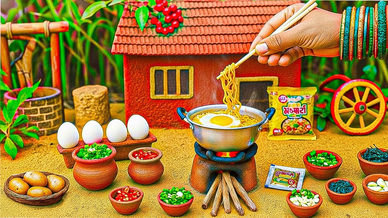 How to make Yummy Miniature Masala Noodles Recipe 🍜 Perfect Indian Village Cooking🐣 Yummy Cooking