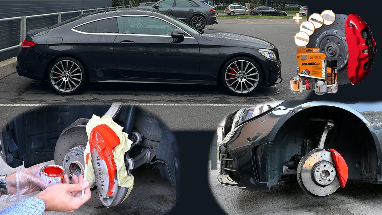 How To Paint Brake Calipers On Mercedes Benz C Coupe W205 - Foliatec Paint Racing Rosso Red