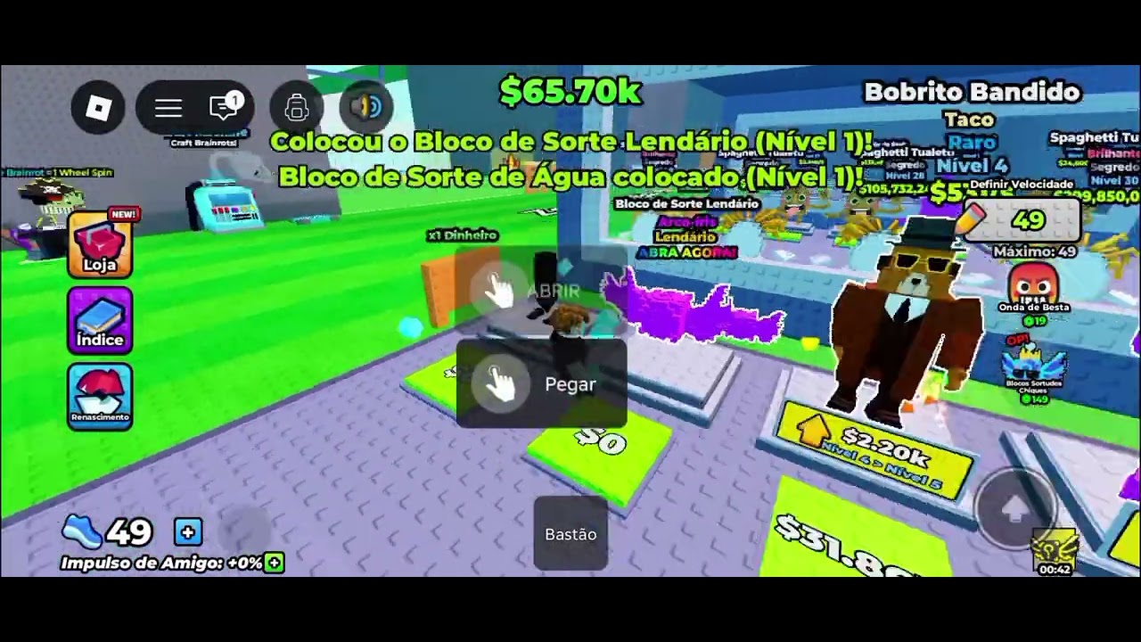 Jogando o jogo (escape do tsunami for luck block) peguei uma luck block OG!!!